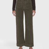 FRAME - 70's Cropped Wide Leg Corduroy -- Rich Military