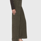 FRAME - 70's Cropped Wide Leg Corduroy -- Rich Military