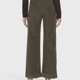 FRAME - 70's Cropped Wide Leg Corduroy -- Rich Military