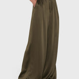 FRAME - Long Silk Trouser -- Rich Military