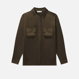 FRAME - Raw Edge Double Pocket Shirt -- Rich Military