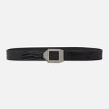 FRAME - Geometric Buckle Belt -- Black Croc