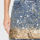 FRAME - The Atelier Champagne Skirt -- Gold Embellished