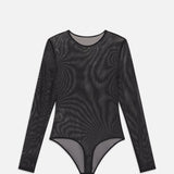 FRAME - Stretch Mesh Bodysuit -- Black