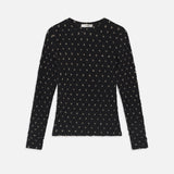 FRAME - Dotted Stretch Mesh Top -- Black Multi