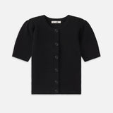 FRAME - Shrunken Short Sleeve Cardi -- Black