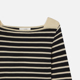 FRAME - Striped Boatneck Sweater -- Black Multi