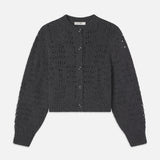 FRAME - Textured Stitch Cardigan -- Dark Gris Heather