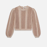 FRAME - Femme Cable Mix Sweater -- Blush Multi