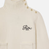 FRAME - Ritz Button Detail Sweater -- Cream