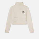 FRAME - Ritz Button Detail Sweater -- Cream