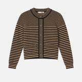 FRAME - Compact Stripe Cardi -- Tan Multi