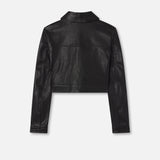 FRAME - Leather Button Front Jacket -- Black