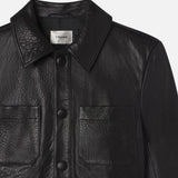 FRAME - Leather Button Front Jacket -- Black