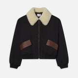 FRAME - Mixed Leather Bomber -- Black