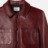 FRAME - Leather Button Front Jacket -- Syrah Red