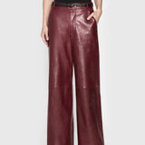 FRAME - The Wide Leather Trouser -- Syrah Red