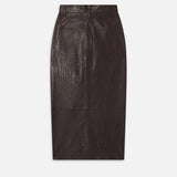 FRAME - The Midaxi Leather Skirt -- Espresso Croc