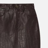 FRAME - The Midaxi Leather Skirt -- Espresso Croc