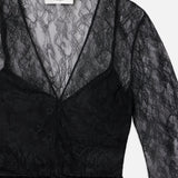 FRAME - Lace V-Neck Blouse -- Black