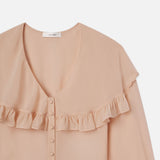 FRAME - Sheer Ruffle Blouse -- Light Petal