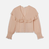 FRAME - Sheer Ruffle Blouse -- Light Petal