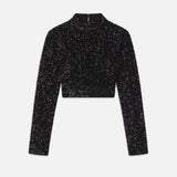 FRAME - Cropped Sequin Top -- Black