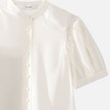 FRAME - Lace Shoulder Inset Blouse -- Cream