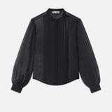 FRAME - Beaded Collarless Blouse -- Black