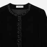 FRAME - Embellished Velvet Jacket -- Black