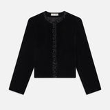 FRAME - Embellished Velvet Jacket -- Black