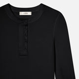 FRAME - The Satin Trim Henley -- Black