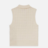 FRAME - The Cable Knit Polo Vest -- Cream