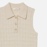 FRAME - The Cable Knit Polo Vest -- Cream