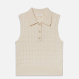 FRAME - The Cable Knit Polo Vest -- Cream