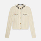 FRAME - The Trimmed Cardi -- Cream Multi