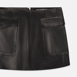 FRAME - The Leather Cargo Skirt -- Black