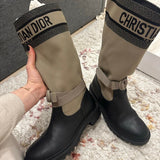 Dior Beige and Black D-Major High Boots Size EU 40.5