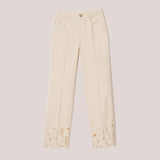 Nanushka - Zoey - Sale Heavy Poplin Embroidered Pants - Creme