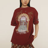 Alemais - SURREALIST SUMMER BURGUNDY TEE