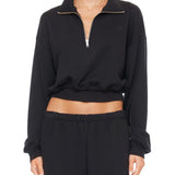 ETERNE - Cropped Half-Zip Sweatshirt Black