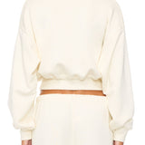 ETERNE - Cropped Half-Zip Sweatshirt Cream