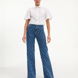 Veronica Beard - Taylor Diamond Printed Wide Leg Jean