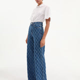 Veronica Beard - Taylor Diamond Printed Wide Leg Jean