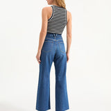 Veronica Beard - Taylor Cropped High Rise Wide Leg Jean