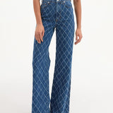 Veronica Beard - Taylor Diamond Printed Wide Leg Jean