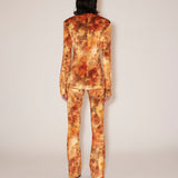 Nanushka - Milena - Sale Printed Stretch-Velvet Pants - Hazy Floral Orange