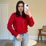 Dolce & Gabbana Red Lace Bomber Jacket Size IT 36 (UK 4)