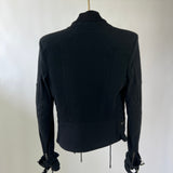 Balmain Black Bomber Shoulder Padded Jacket with Silver Button Detailing FR 36 (UK 8)