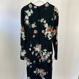 Dolce Gabbana Black Cherub and Rose Print Midi Dress IT 36 (UK 4)